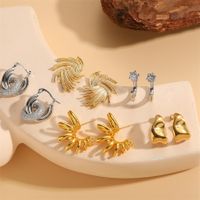 1 Pair Simple Style Classic Style Fireworks Plating Inlay 304 Stainless Steel Copper Zircon Ear Studs main image 1