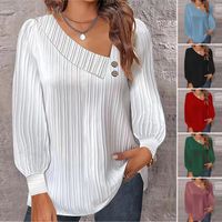 Femmes Chemisière Manche Longue Blouses Bouton Style Simple Couleur Unie main image 6