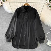 Women's Blouse Long Sleeve Blouses Slit Simple Style Solid Color main image 3