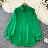 Women's Blouse Long Sleeve Blouses Slit Simple Style Solid Color main image 2