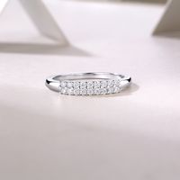 Elegant Geometrisch Einfarbig Sterling Silber Gra Überzug Inlay Moissanit Ringe main image 3