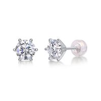 1 Pair Simple Style Geometric Solid Color Gra Plating Inlay Sterling Silver Moissanite Ear Studs main image 6