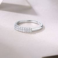 Elegant Geometric Solid Color Sterling Silver Gra Plating Inlay Moissanite Rings main image 1