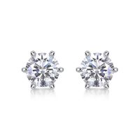 1 Pair Simple Style Geometric Solid Color Gra Plating Inlay Sterling Silver Moissanite Ear Studs main image 5