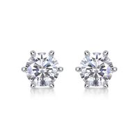 1 Pair Simple Style Geometric Solid Color Gra Plating Inlay Sterling Silver Moissanite Ear Studs sku image 1