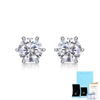 1 Pair Simple Style Geometric Solid Color Gra Plating Inlay Sterling Silver Moissanite Ear Studs sku image 2