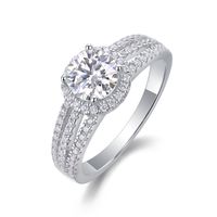 Style Simple Géométrique Couleur Unie Argent Sterling Gra Placage Incruster Moissanite Anneaux sku image 1