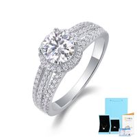 Simple Style Geometric Solid Color Sterling Silver Gra Plating Inlay Moissanite Rings sku image 6