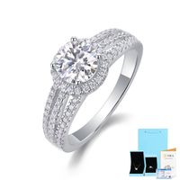 Style Simple Géométrique Couleur Unie Argent Sterling Gra Placage Incruster Moissanite Anneaux sku image 6