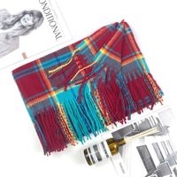 Women's Fashion Lattice Imitation Cashmere Tassel Winter Scarves sku image 16