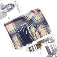 Women's Fashion Lattice Imitation Cashmere Tassel Winter Scarves sku image 15