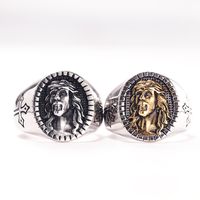 Punk Geométrico Acero Titanio Pulido Chapados en oro de 18k Hombres Anillos main image 1