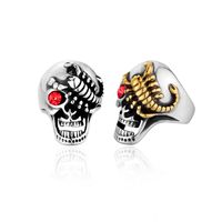 Hip-Hop Skull Titanium Steel Inlay Rhinestones 18K Gold Plated Men's Rings main image 6