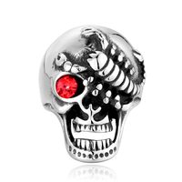 Hip-Hop Skull Titanium Steel Inlay Rhinestones 18K Gold Plated Men's Rings main image 4