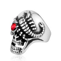 Hip-Hop Skull Titanium Steel Inlay Rhinestones 18K Gold Plated Men's Rings main image 5