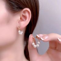 1 Pair Fashion Flower Butterfly Bow Knot Alloy Inlay Artificial Pearls Rhinestones Shell Women's Earrings sku image 20