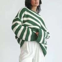Women's Sweater Long Sleeve Sweaters & Cardigans Simple Style Stripe main image 6