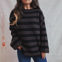 Women's Sweater Long Sleeve Sweaters & Cardigans Simple Style Stripe sku image 16