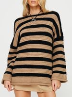 Women's Sweater Long Sleeve Sweaters & Cardigans Simple Style Stripe sku image 9