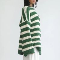 Women's Sweater Long Sleeve Sweaters & Cardigans Simple Style Stripe main image 3