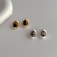 1 Piece Vintage Style Geometric Oval Plating Inlay Copper Natural Stone 14k Gold Plated White Gold Plated Ear Studs main image 6