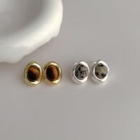 1 Piece Vintage Style Geometric Oval Plating Inlay Copper Natural Stone 14k Gold Plated White Gold Plated Ear Studs main image 1