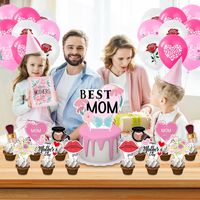 Mother's Day Sweet Pastoral Letter Rose Paper Indoor Outdoor Party Balloons Cake Decorating Supplies main image 4