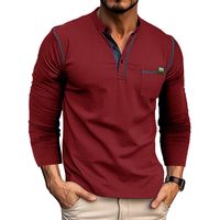 Men's Hoodies Long Sleeve Button Casual Solid Color main image 5