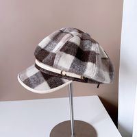 Women's Elegant Simple Style Plaid Wide Eaves Beret Hat main image 2