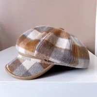Women's Elegant Simple Style Plaid Wide Eaves Beret Hat main image 4