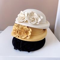 Women's Vintage Style Sweet Flower Crimping Bowler Hat main image 1