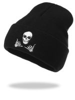 Unisex Streetwear Skull Eaveless Wool Cap sku image 1