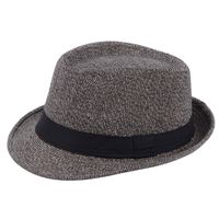 Unisex Basic Color Block Patch Crimping Fedora Hat main image 5