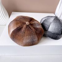 Women's Simple Style British Style Plaid Wide Eaves Beret Hat main image 3