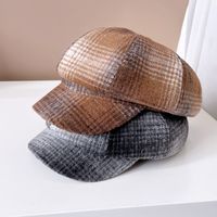 Women's Simple Style British Style Plaid Wide Eaves Beret Hat main image 2