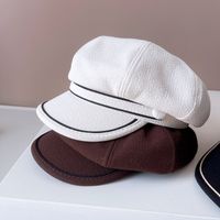 Women's Simple Style Lines Wide Eaves Beret Hat main image 4