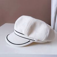 Women's Simple Style Lines Wide Eaves Beret Hat main image 6