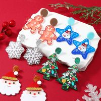 Wholesale Jewelry Cartoon Style Snowman Arylic Painted Drop Earrings main image 11