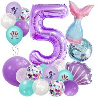 Birthday Cartoon Style Pastoral Number Fish Tail Aluminum Film Indoor Outdoor Party Balloons main image 3