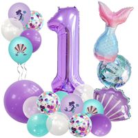 Birthday Cartoon Style Pastoral Number Fish Tail Aluminum Film Indoor Outdoor Party Balloons sku image 1