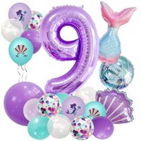 Birthday Cartoon Style Pastoral Number Fish Tail Aluminum Film Indoor Outdoor Party Balloons sku image 9