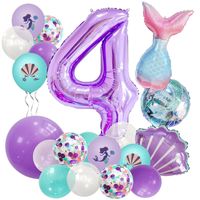 Birthday Cartoon Style Pastoral Number Fish Tail Aluminum Film Indoor Outdoor Party Balloons sku image 4