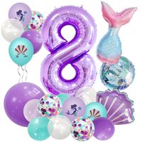 Birthday Cartoon Style Pastoral Number Fish Tail Aluminum Film Indoor Outdoor Party Balloons sku image 8