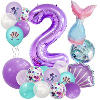 Birthday Cartoon Style Pastoral Number Fish Tail Aluminum Film Indoor Outdoor Party Balloons sku image 2