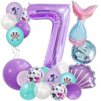Birthday Cartoon Style Pastoral Number Fish Tail Aluminum Film Indoor Outdoor Party Balloons sku image 7