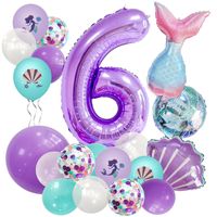 Birthday Cartoon Style Pastoral Number Fish Tail Aluminum Film Indoor Outdoor Party Balloons sku image 6