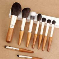Retro Artificial Fiber Plastic Handgrip Wooden Handle Makeup Brushes 1 Set sku image 2