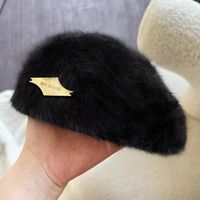 Women's Elegant Sweet Solid Color Metal Button Flat Eaves Beret Hat sku image 4