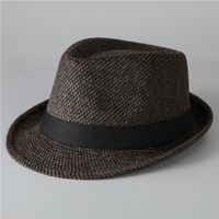 Men's Basic Simple Style Solid Color Big Eaves Fedora Hat sku image 2