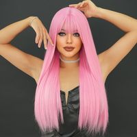 Women's Elegant Multicolor Casual High Temperature Wire Bangs Long Straight Hair Wig Net sku image 1